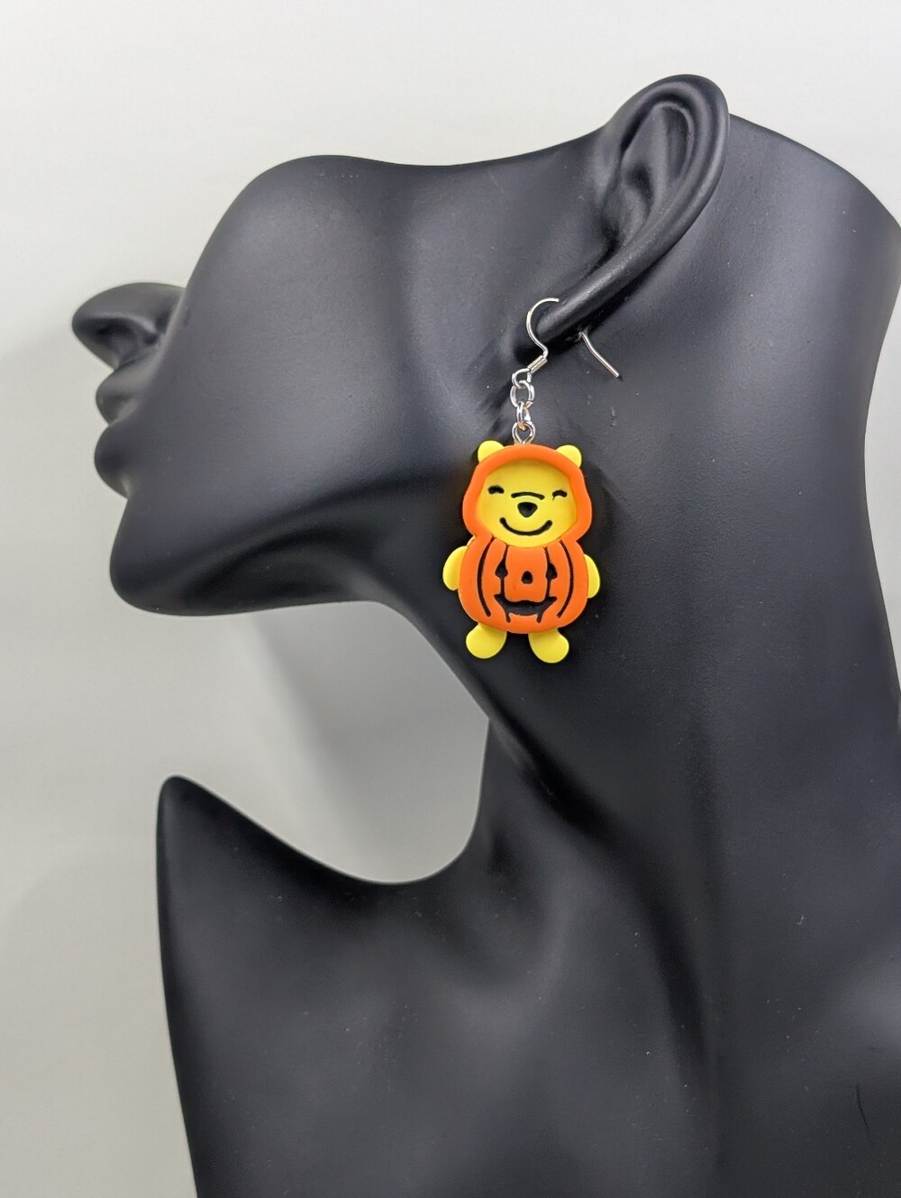 Cute Orange Pumpkin Bear Drop Earrings